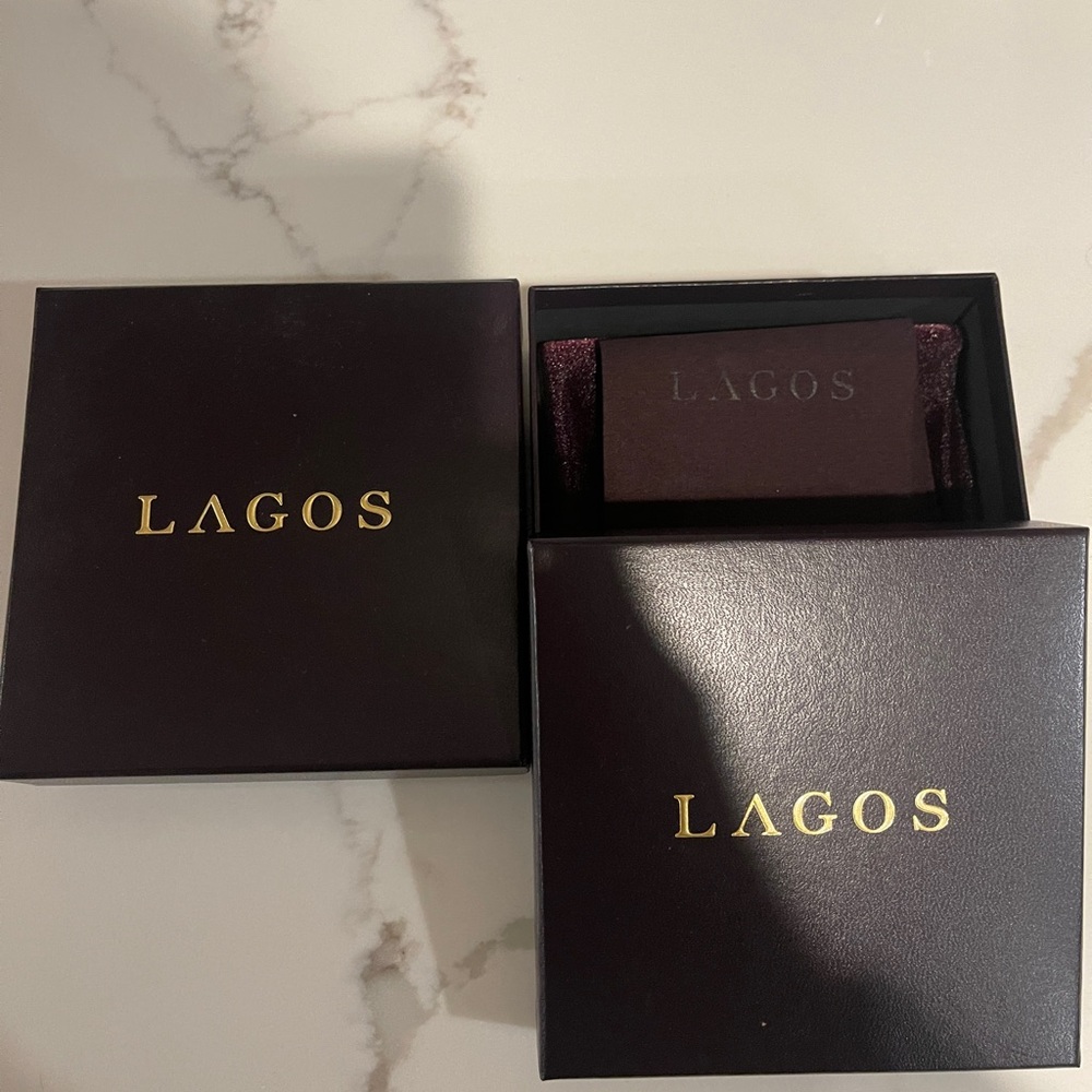 LAGOS Dark Brown Jewelry Box with Gold Lettering